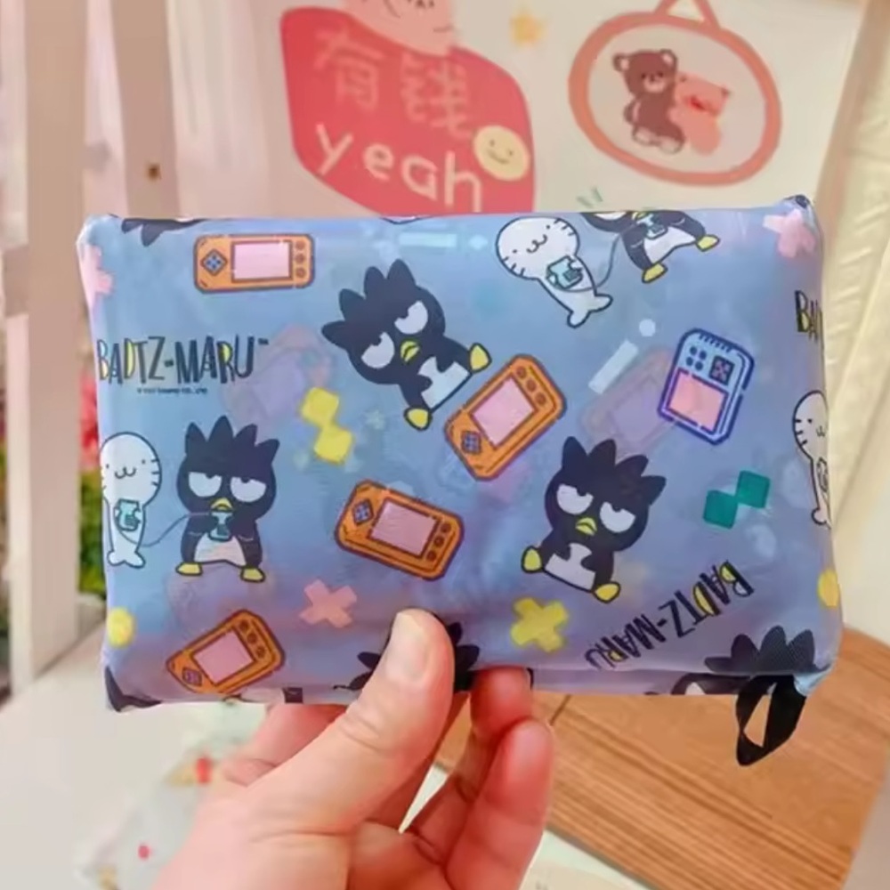 Sanrio Bad Batz-Maru Waterproof Portable Foldable Nylon Grocery Tote Bag - Picture 2 of 5